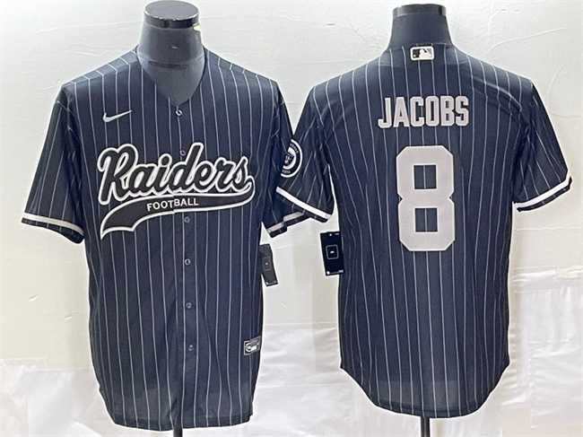 Men%27s Las Vegas Raiders #8 Josh Jacobs Black Cool Base Stitched Baseball Jersey->kansas city chiefs->NFL Jersey